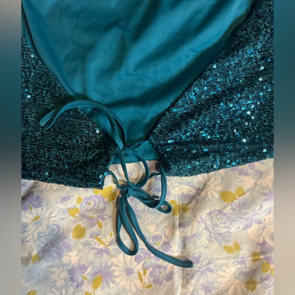Wild Fable LG blue sequin tie top - Picture 4 of 11